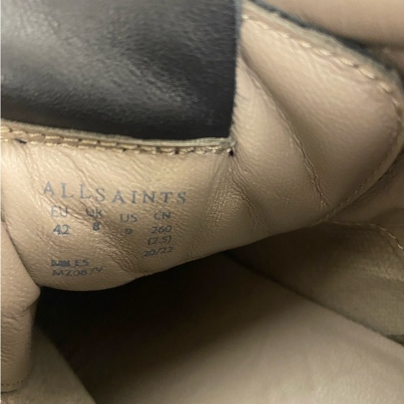 All Saints || Miles Hi Top Sneaker Black Distresed 42 US 9 - Picture 7 of 8
